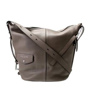 Marc Jacobs Leather Messenger Bag Dark Taupe Adjustable Shoulder Straps